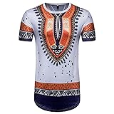 TWIFER Vintage Sommer T-Shirt Herren Casual Afrikanischen Gedruckt O Hals Pullover Kurzarm T-Shirt Top Bluse
