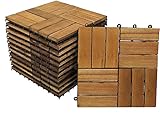 33er Spar-Set Holzfliese 02 für 3 m², Terrassenfliese aus Akazien-Holz, Fliese mit 12 Latten für Garten Terrasse Balkon, Balkon Bodenbelag mit Drainage-Unterkonstruk
