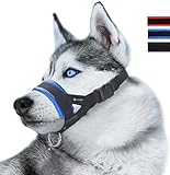 ILEPARK Maulkorb aus Nylon um Hunde vom Beisen, Bellen und Kauen abzuhalten, anpassbare Schlinge (S,Blau)