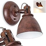 Wandleuchte Koppom, Wandlampe aus Metall in Rostbraun/Weiß, 1-flammig, mit verstellbarem Lampenschirm, 1 x E14-Fassung, max. 40 Watt, Retro/Vintage-Design, geeignet für LED Leuchtmittel