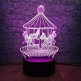 3D-Illusionslampe, schönes Karussell-LED-Nachtlicht für Baby-Schlafzimmer, bunte Atmosphäre, hochglänzend, Pferdetisch als Geschenk