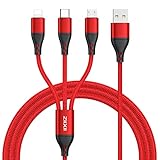 ZIIXII Multi USB Kabel [1.2m], 3 in 1 Multi Ladekabel Nylon Universal Ladekabel iP Micro USB Typ C für Android Samsung Galaxy S21 S20 S10 S9 S8 A5, Huawei P40 P30 Mate, Honor, Oneplus, LG, Kindle