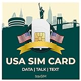 travSIM Prepaid USA SIM-Karte | 18GB Mobile Daten, unbegrenzte Anrufe & SMS in die USA und 75 Länder. US SIM-Karte funktioniert in iOS und Android Geräten. Gültig für 30 Tage.