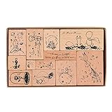 Hölzern Stempel Set, NogaMoga 12 Stück Stempel aus Holz mit Le Petit Prince Motive, Vintage-Stil Dekorative Stempel für die Herstellung von Karten, Kunsthandwerk, Geschenken und DIY Scrapbooking