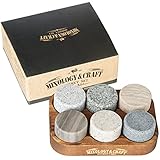 Mixology & Craft Whiskey Steine Set - 6 runde Granit Bourbon Chilling Rocks - Geschenke für Männer