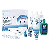 AMO Oxysept Comfort 90 Tage Premium Pack – Peroxid-System zur besonders schonenden Reinigung weicher Kontaktlinsen – Desinfektionslösung, Neutralisationstabletten, Kochsalzlösung u. v. m.