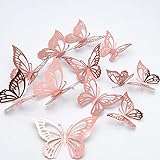 Schmetterling Wandaufkleber 3D , CAYUDEN 24pcs DIY Schmetterling Kombination Hohle Schmetterlingsaufkleber Wandaufkleber Dekor Dekoration Aufkleber für Mädchen Raumdekoration Fenster, Kühlschrank