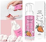 Children Foam Toothpaste,Fluoride Free Natural Formula with Strawberry Lemon Flavor,Teeth Foam Whitening Toothpaste,Suitable for Toddler’s Oral Cleaning and Cavity Prevention (Strawberry flavor)