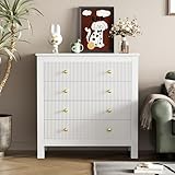 SUKY Sideboard, Kommode mit Spezialtüren, 79 L x 80.5 B x 39.5H(cm), Goldgriffen, Sideboard/Schuhschrank/Schminktisch (Weiß)