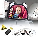 LED Rücksitzspiegel für Babys,100% Bruchsicherer 360° schwenkbar Baby-Autospiegel mit Fernbedienung - Fahren Sie sicher und überwachen Sie Ihr Kind -Autositz Spiegel für frischgebackene Eltern