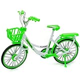 alles-meine.de GmbH großes - Fahrrad / Bike - E-Bike mit Korb - grün & weiß - inkl. Name - 18 cm - stabiles Metall - Modell Maßstab: 1:10 - Deko & Spielen - Dekofahrrad - für Kin..