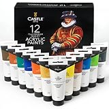Castle Art Supplies 12x75ml Acrylfarben-Set | Großes Einsteigerset für Anfänger oder Profis | Hochwertige, intensive Farben | Einfache Anwendung, viele Oberflächen | Robuste Präsentationsbox