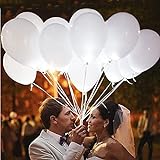 Leuchtende Luftballon mit LED Licht Hochzeit Deko 20 Stück über 24 Stunden 30cm Bunte Leuchtdauer für Hochzeiten Geburtstage Party Kindergeburtstag Happy Birthday Dekoration (Weiß Ohne Schalter)