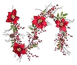 Weihnachtsbeeren-Weihnachtskranz, künstlicher Weihnachtssternkranz mit roten Beeren und Holly-Blättern, Kiefernkegelkranz for Winterferien und Dekorationen Neujahr
