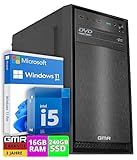 Multimedia PC mit Intel Core i5 - Schneller Rechner + Computer für Büro & Home Office | 16GB RAM | 240GB SSD | DVD+RW | USB3.0 | Windows 11 Pro | 3 Jahre Garantie
