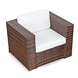 XINRO® (1er Premium Lounge Sessel - Lounge Sofa Gartenmöbel günstig Loungesofa Polyrattan XXL Rattan Sessel - In/Outdoor - handgeflochten - mit Kissen - braun