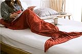Naturer Meerjungfrauendecke Mermaid Schwanz Blanket Meerjungfrau Häkeln Decke Sofa Schlafdecke Strick Mermaid Schwanz Schlafsack für Erwachsene oder Kinder Size 70*140, Rot