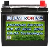 Electronicx Premium Rasentraktor Batterie 12V 30Ah Aufsitzrasenmäher Akku Rasenmäher Pluspol Rechts, Starterbatterie für Rasenmähertraktor Aufsitzmäher, 30 Ah U1R
