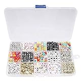 Beauty7 - 1100 Acryl Buchstaben Alphabet Perlen Cube Charms für Loom Bändchen Armbänder DIY Zubehör Set(15 Verschiedene Perlensorten in tollen Farben)
