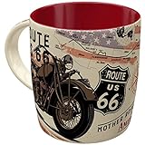 Nostalgic-Art Retro Kaffee-Becher, 330 ml, Route 66 Bike Map – Geschenk-Idee für USA Fans, Keramik-Tasse, Vintage Design