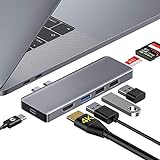 USB C Hub für MacBook Pro M1 2020-2016, MacBook Air M1 2020/2019/2018, 7 in 2 USB C Multiport Adapter mit Thunderbolt 3 Port, 4K@30Hz HDMI, USB 3.0/USB 2.0, SD/TF Kartenleser