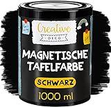 Creative Deco Magnetisch Schwarz Wandfarbe Kreidefarbe Tafelfarbe | 1000ml | 2 m² Effizienz mit 3 Schichten | Für Wand, Holz, Metall, Glas | Wasserbasis | Aussenbereich Kreideschreiben und Zeichnen