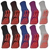 NOVAYARD 10 Paar Stoppersocken Griff Rutschfeste Socken Pilates Yoga Socken Antirutsch Haussocken für Damen Herren(Neutrale Farben,M)