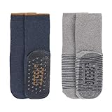 LÄSSIG Unisex Kinder antislip sokken Anti Rutsch Socken, Blue/Grey, 19-22 EU