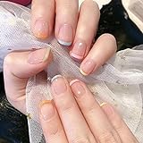 Falsche Nägel 24pcs gefälschte Nagelspitzen volle Abdeckung Acrylfarbe Französischer falscher Nagel Abnehmbarer böser Maniküre-Stick auf Nägeln mit Design