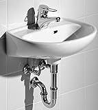 Keramag Handwaschbecken Renova, 271045000, runder Waschtisch, Waschbecken mit Überlauf, für Gäste-Bad, 45 x 34 cm, Weiß, 03826 3