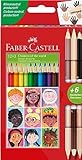 Faber-Castell 511514 - Buntstifte Set dreikant, 15-teilig, inkl. Bicolor Hautfarben, für Kinder und Erwachsene