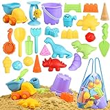 Auney Sandspielzeug 25 Stück Strandspielzeug Set für Kinder mit Schlossformen, Lastwagen, Sandwasserrad, Strandeimer, Strandschaufel-Werkzeugsatz, Sandkasten-Spielzeug für Jungen und Mädchen