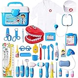 Rollenspiel-Doktor-Set mit Stethoskop, medizinische Kinderkostüme, Zahnarzt-Tragebox-Kit, Arztkoffer-Spielzeug für Kinder