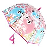 Regenschirm für Kinder, transparent, mit einfachem Griff, winddicht, für Jungen und Mädchen (Delfin-Baby)