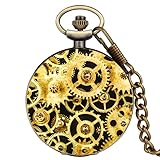 7 Kinds of Steampunk Wheel Gear Quartz Pocket Watch Hour Clock Vintage Bronze Analog Round Dial Men Women Necklace Chain Watches-Gear 2,q