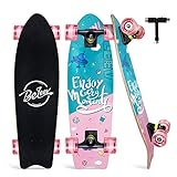 BELEEV Skateboard 27x8 Zoll Komplette Cruiser Skateboard für Kinder Mädchen Teenager Erwachsene, Ahorn Double Kick Deck Concave Skateboard für Jugendliche mit All-in-One Skate T-Tool (Pink)