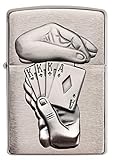Zippo Feuerzeug 60001208 Trick Poker Benzinfeuerzeug, Messing, high polish chrome, 1 x 3,5 x 5,5 cm