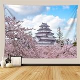 Hixingo Wandteppich Wandbehang Wandtuch Sakura Druck Tapisserie Aesthetic Zuhause für Wohnzimmer Schlafzimmer Wohnheim Wanddeko, Wandkunst für Zimmer (100 * 150cm,Landschaft 6)
