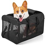 HITSLAM hundebox Faltbar Hundetransportbox Katzentransportbox Katzenbox Transportbox katzentasche für Hund, Katzen, Airline Zugelassen, Reisefreundliche Transporttasche (L)