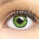 Grüne Farbige Kontaktlinsen Fresh Mint Grün Sehr Stark Deckende SILIKON COMFORT NEUHEIT von GLAMLENS + Behälter - 1 Paar (2 Stück) - DIA 14.50 - Mit Stärke -2.00 Dioptrien