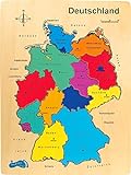 small foot 2019653 1965 Puzzle Deutschland aus Holz, zum Nachlegen mit verschiedenfarbigen Bundesländern, ab 5 Jahren