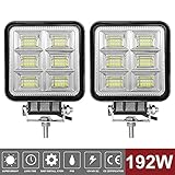 2 Pcs Rückfahrscheinwerfer Arbeitsscheinwerfer Traktor 192W 12volt led strahler kfz 19200LM led zusatzscheinwerfer, für Bagger, Traktoren, Schlepper, Gabelstapler, ATV, Lkw, offroad (4x4)