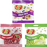 Jelly Belly Frucht Mix - Very Cherry Kirsche, Juicy Pear Birne, Fruit Mix mit 16 Sorten - Jelly Beans (3 x 70g)