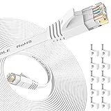 Ethernet Kabel 7m, Cat 6 lan kabel 5meter High Speed, Netzwerkkabel, Flach Ethernet-Kabel mit Rj45-Anschluss für Router Modem, Aufwärtskompatibel mit Patchkabel Cat 7/Cat 8-Weiß
