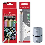 Faber-Castell 205028 - School Set mit Buntstifte Set metallic, Anspitzer und 2 Bleistifte Jumbo