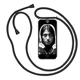 YuhooTech Handykette Hülle für iPhone 5 / 5S / SE(2016)- 4,0' Display, Smartphone Necklace Hülle mit Band - Handyhülle mit Kordel Umhängenband - Schnur mit Case zum umhängen in Mattschwarz