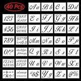 MUSEDAY 40 Stück Buchstabenschablonen Brief Schablonen Wiederverwendbare Kunststoff Alphabet-Schablonen mit Zahlen und Zeichen für Gemälde Auf Holz
