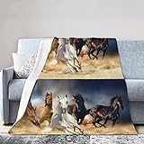 Tierdecke mit laufendem Pferd, 101,6 x 76,2 cm, super weich, langlebig, leicht und warm, 4