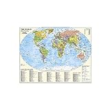 WHHHuan 1 STÜCK 24x36 Zoll Die Weltpolitische Karte mit Länderindex und Lage Fine Canvas-Malerei für Wanddekoration
