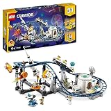 LEGO 31142 Creator 3-in-1 Weltraum-Achterbahn, Bausatz Einer Spielzeug-Kirmes mit funktionierenden Wägen, umbaubar in frei fallenden Fallturm oder Karussell mit Raketen und leuchtenden S